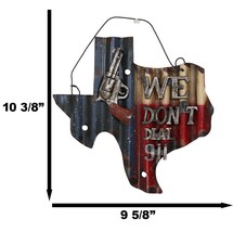 Western We Don&#39;t Dial 911 Sign Gun Texas State Map Metal Wall Decor Plaque - £20.36 GBP