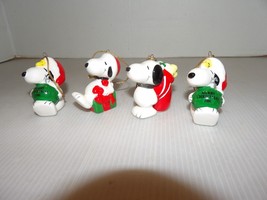 4 1958 1966 United Features Japan Ceramic SNOOPY 1981 Christmas Ornaments - £29.53 GBP