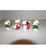 4 1958 1966 United Features Japan Ceramic SNOOPY 1981 Christmas Ornaments - £29.44 GBP