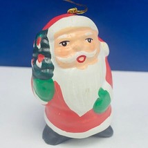 Santa claus Christmas ornament chalkware mcm vintage holiday decor tree candles - $9.85