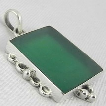 925 Sterling Silver Green Onyx Handmade Necklace 18&quot; Chain Festive Gift PS-2012 - £26.62 GBP