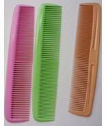 Vintage 3 Large Unbreakable Plastic Hair Combs Green Pink &amp; Beige - $8.21 CAD