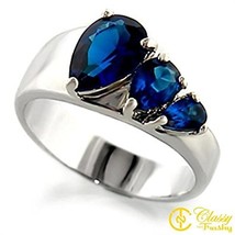 Classy Not Trashy Premium Grade High Quality Brass Blue Synthetic Stone Size 9 - £13.90 GBP
