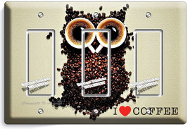 I LOVE HEART COFFEE BEANS OWL TRIPLE GFCI LIGHT SWITCH PLATE COVER HOUSE... - $16.73