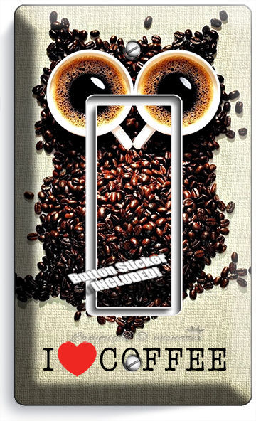 I HEART LOVE COFFEE BEANS OWL SUNGLE GFCI LIGHT SWITCH PLATE COVER HOUSE DECOR