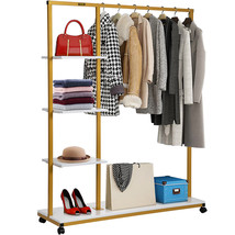 VEVOR Garment Rack Clothes Rack Clothes Organizer w/ 3 Side Shelves &amp; Wh... - £112.44 GBP