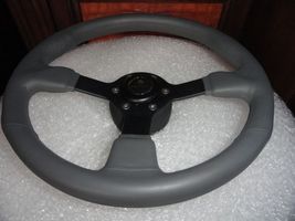 New Gussi Boat Steering Wheel Grey Urethane Black Spoke & Black Hub Adaptor image 6