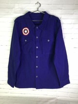 Marvel Captain America Flag Logo Button Down Shirt Jacket Blue Men&#39;s Size M - £41.55 GBP