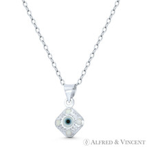 Tiny White Bead Evil Eye Turkish Nazar Luck Charm Pendant in 925 Sterling Silver - £6.80 GBP+