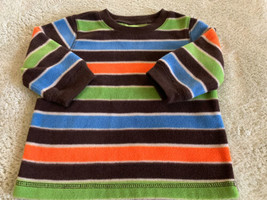 Jumping Beans Boys Brown Orange Green Striped Fleece Long Shirt 6-9 Months - £3.85 GBP