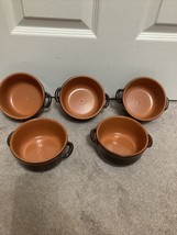 Red/ORANGE Terracotta WITH HANDLE Small Round Baking Dish/Soup Bowl Set ... - $20.54