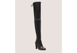 Stuart Weitzman Sz 7.5/38 Ultra Highland OTK Boots Black Stretch Leather... - £228.73 GBP