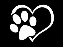 Paw Print With Heart Pet Cat Dog Vinyl Decal Car Wall Window Sticker Choose Size - £2.18 GBP+