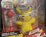 Pokemon Train and Play Deluxe Pikachu 4.5&quot; Interactive Figure New Damage... - $34.65