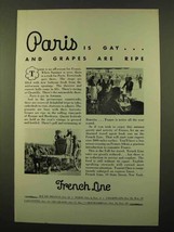 1932 French Line Cruise Ad - Is Gay And Grapes Are Ripe - $18.49