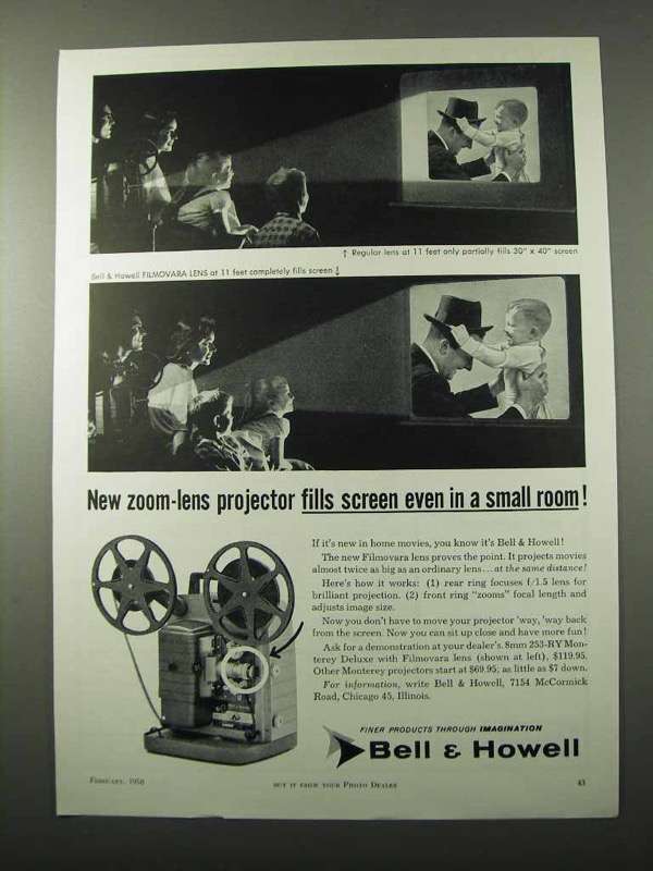 1958 Bell & Howell 253-RY Monterey Deluxe Projector Ad - £14.50 GBP