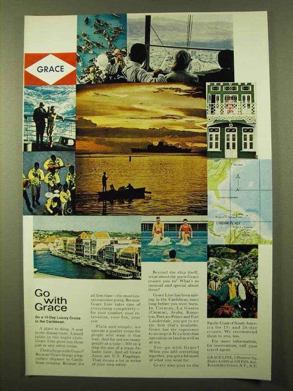 1966 Grace Line Cruise Ad - $18.49