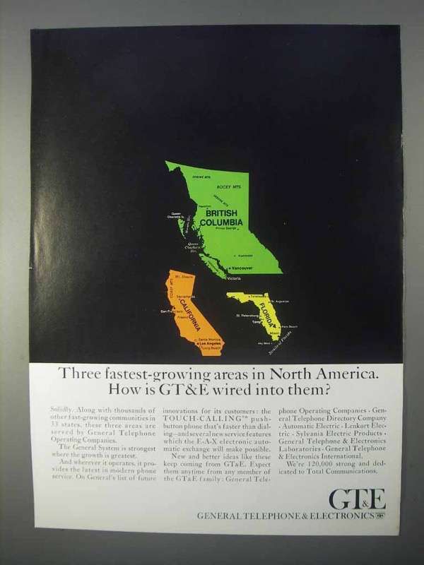 1966 GT&E Ad - Three Fastest-Growing Areas - $18.49