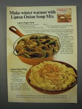 1966 Lipton Onion Soup Mix Ad - Pepper Steak, Potato - $18.49