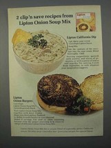 1966 Lipton Onion Soup Mix Ad - California Dip, Burgers - $18.49