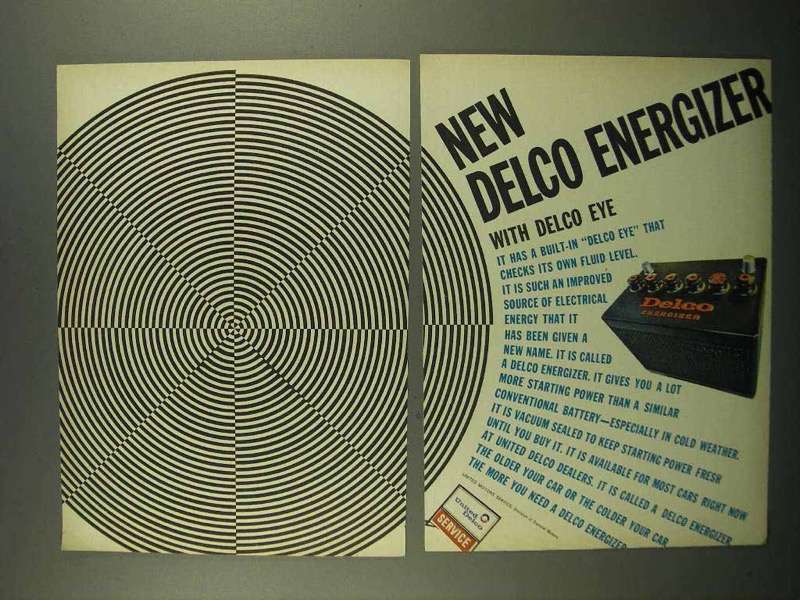 1966 United Delco Energizer Battery Ad - With Delco Eye - £13.91 GBP