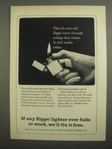 1966 Zippo Cigarette Lighter Ad - College Four Times - $18.49