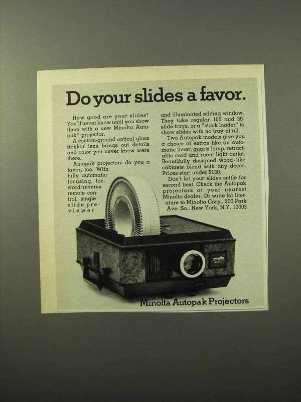 1970 Minolta Autopak Projector Ad - Do Your Slides a Favor - £14.50 GBP