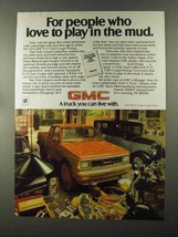1985 GMC S-15 Club Coupe Pickup Ad - Play in the Mud - $18.49