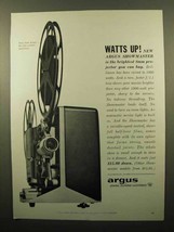 1960 Argus Showmaster Movie Projector Ad - Watts Up! - $18.49