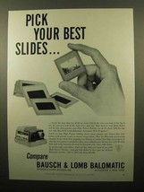 1960 Bausch & Lomb Balomatic Slide Projector Ad - $18.49