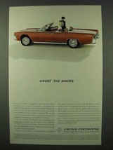 1962 Lincoln Continental Convertible Ad - Count Doors - £14.77 GBP