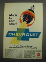 1966 AC Spark Plugs Ad - Made for Each Other Chevrolet - £14.54 GBP
