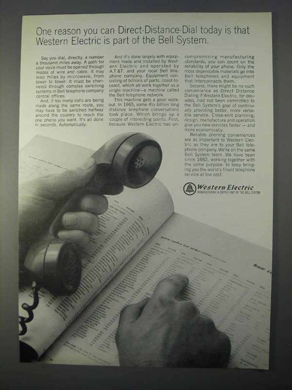 1966 Western Electric Ad - Direct-Distance-Dial - $18.49