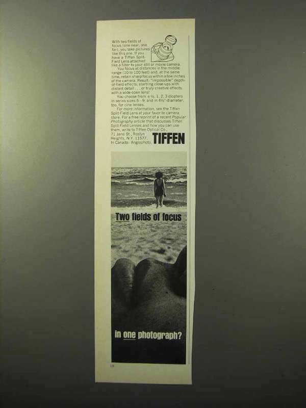 1971 Tiffen Split-Field Lens Ad - Two Fields of Focus - £14.52 GBP