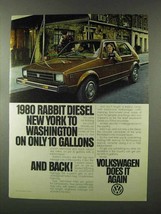 1980 Volkswagen Rabbit Diesel Ad, New York Washington - £14.44 GBP