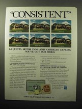 1985 American Express and La Quinta Motor Inns Ad - £13.87 GBP