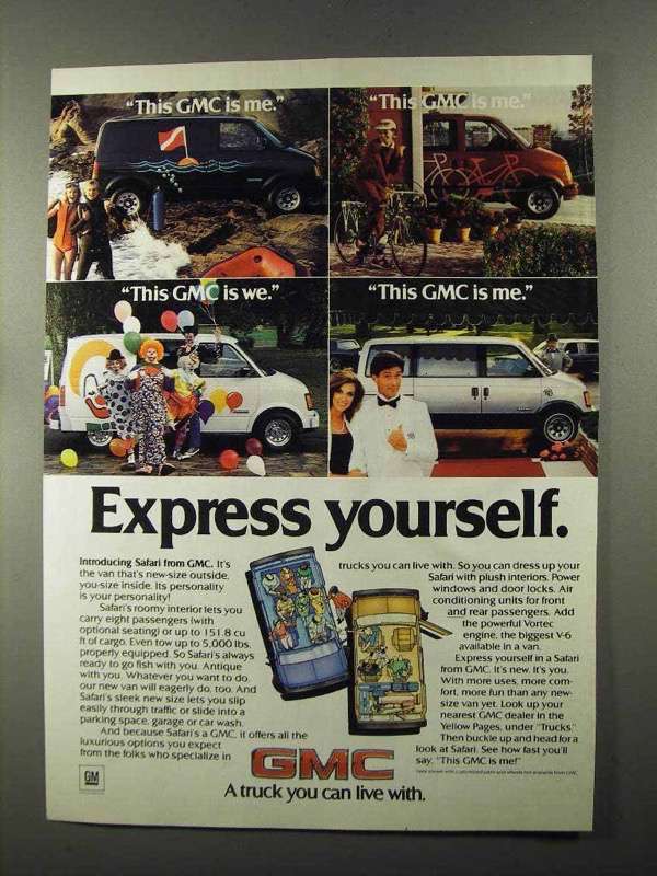 1985 GMC Safari Van Ad - Express Yourself - $18.49