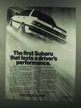 1985 Subaru RX 4WD Turbo Ad - A Driver's Performance - $18.49
