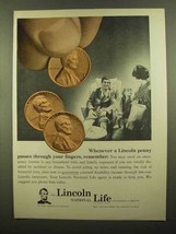 1965 Lincoln National Life Ad - Penny Through Fingers - $18.49