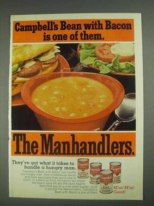 Primary image for 1967 Campbell's Bean with Bacon Soup Ad - Manhandlers