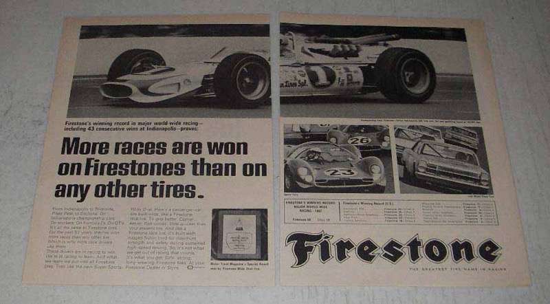 Primary image for 1967 Firestone Tires Ad - More Races Are Won On