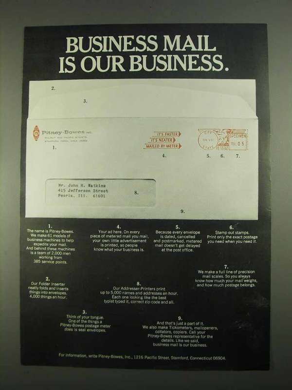 1967 Pitney-Bowes Machines Ad - Business Mail - $18.49