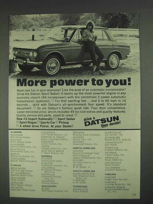 1967 Datsun Sport Sedan Ad - More Power To You - $18.49