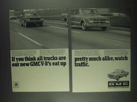 1967 GMC Pickup Truck Ad - V-8&#39;s Eat Up Traffic - £14.45 GBP