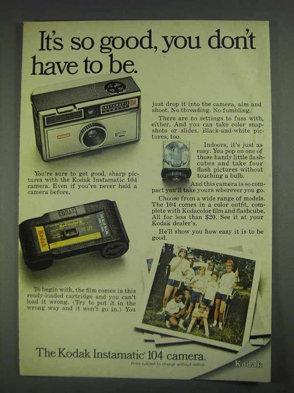 Primary image for 1967 Kodak Instamatic 104 Camera Ad - It's So Good