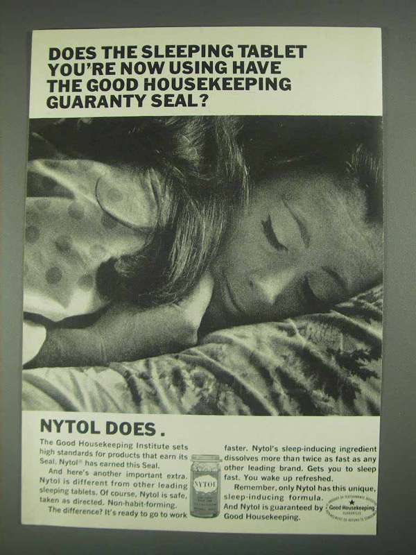 1967 Nytol Sleeping Tablet Ad - Good Housekeeping Seal - £14.61 GBP