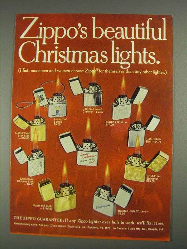 1967 Zippo Lighters Ad - Beautiful Christmas Lights - $18.49