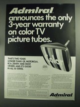 1968 Admiral TV Ad - Color TV Picture Tubes - £14.78 GBP