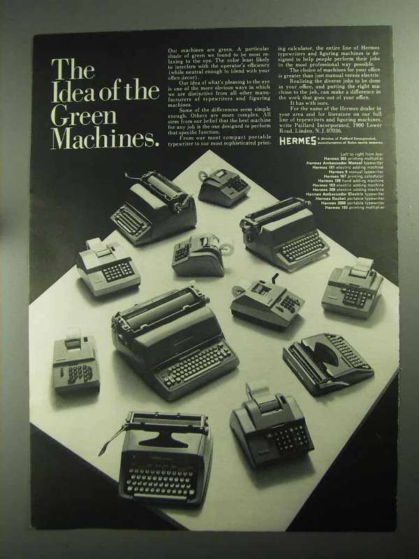1968 Hermes Typewriters and Calculators Ad - $18.49