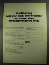 1968 Ibm CALL/360: Basic Ad - Start Learning - $18.49